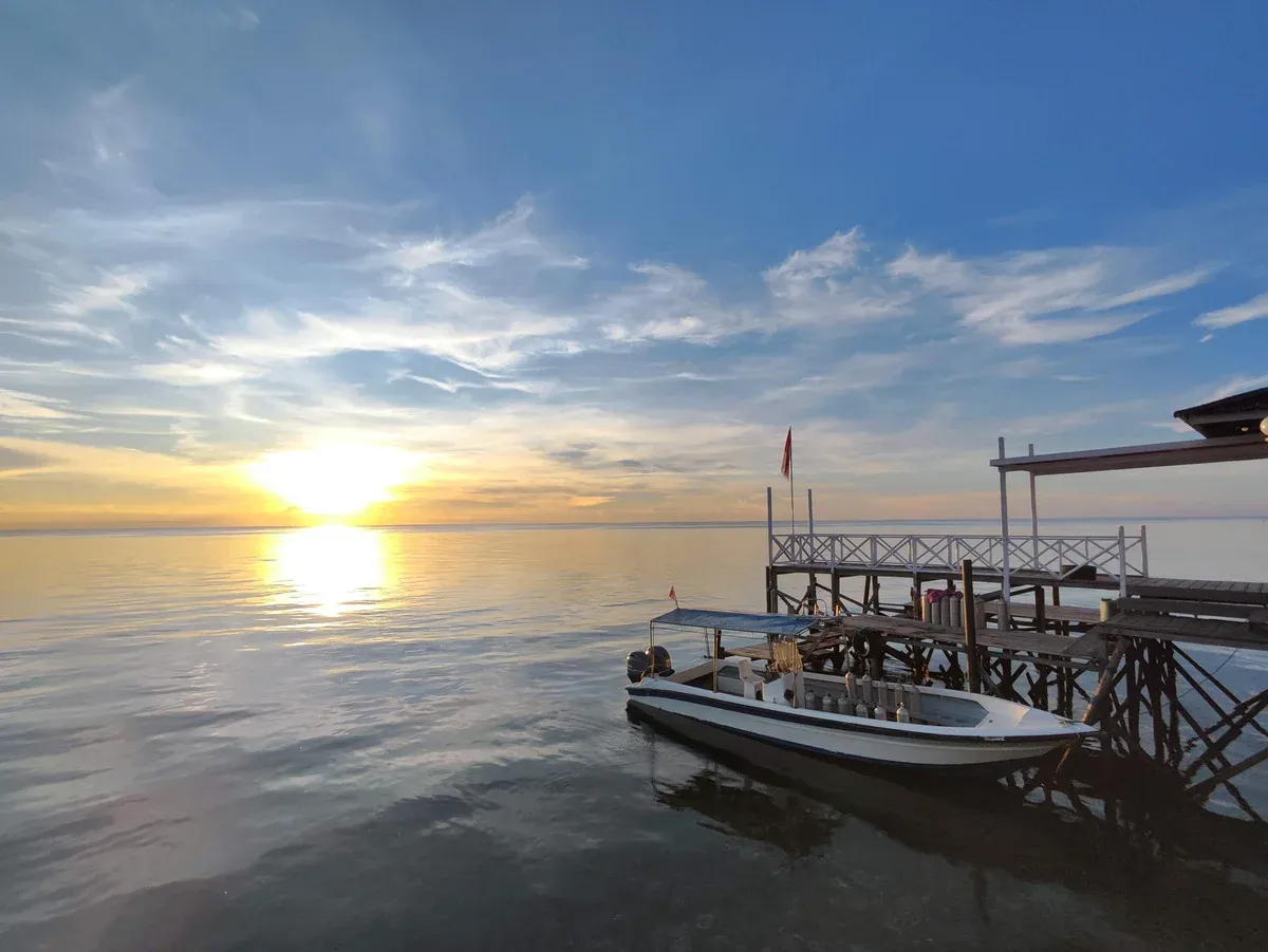 Sunset over Maratua Dive Resort.